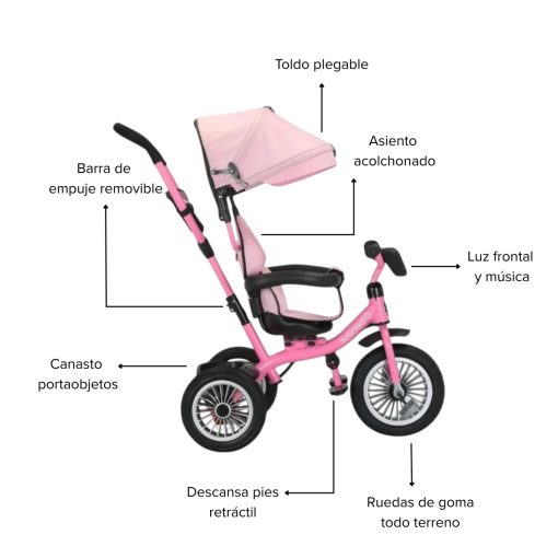 Triciclo Bebesit Asiento Giratorio 360º Deluxe - Imagen 2