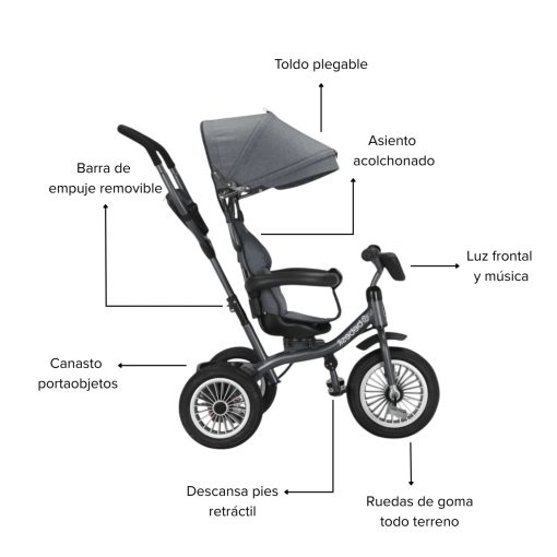 Triciclo Bebesit Asiento Giratorio 360º Deluxe - Imagen 4