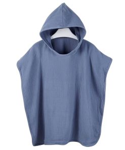 Poncho Infantil Muselina Azul Oscuro
