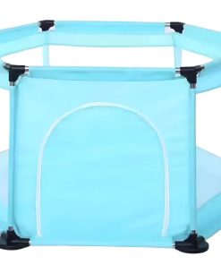 Corral Hexagonal de Bebé con Puerta con Cierre Azul