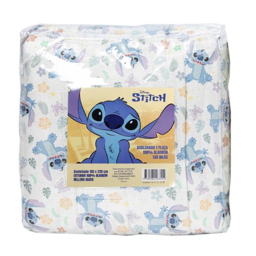 Acolchado Infantil 130 Hilos 1 Plaza 100% Algodón - Stitch - Imagen 2