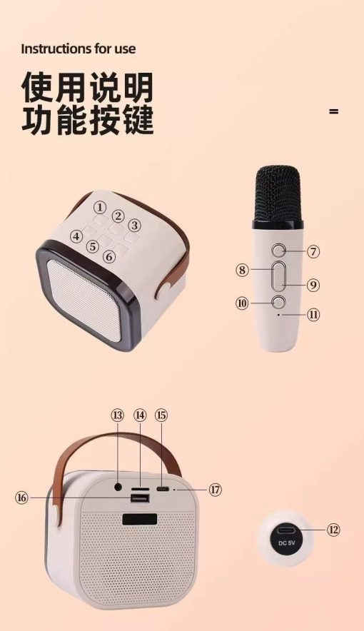 Set 2 Micrófonos y Parlante con Luces y Bluetooth - Imagen 3