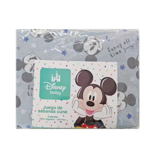 Juego Sábanas para Cuna 130 Hilos 100% Algodón - Mickey