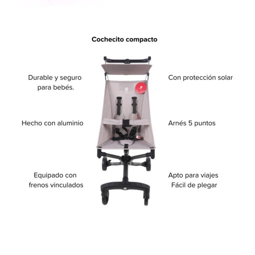 Coche de Paseo Ultra Compacto Qplay Gris - Imagen 3