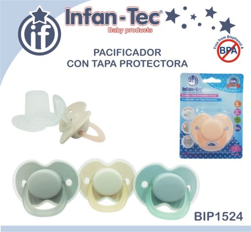 Chupete pastel liso con tapa protectora